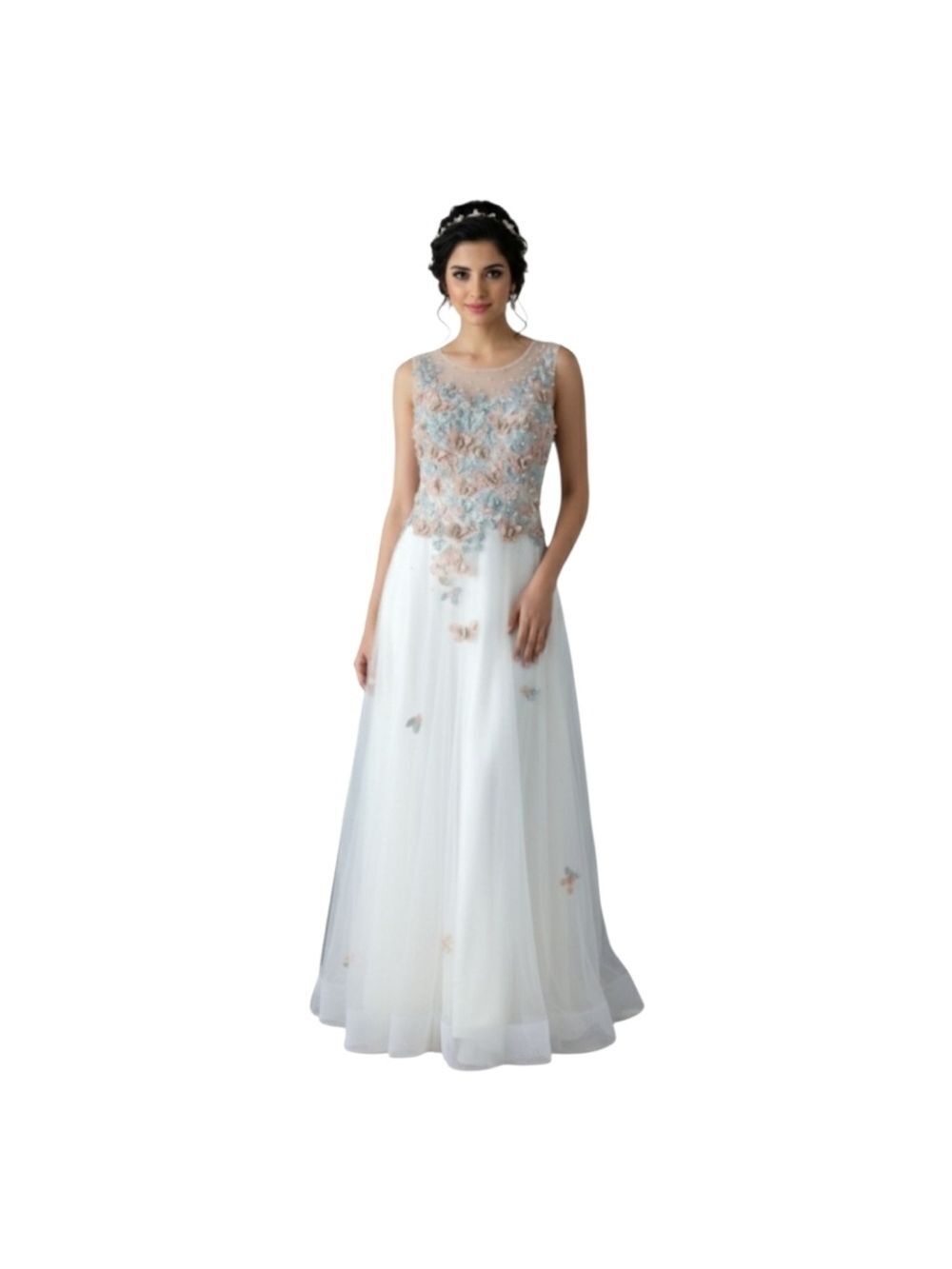 ROYAL QUEEN White Formal Beaded Full Length Gown Size 10